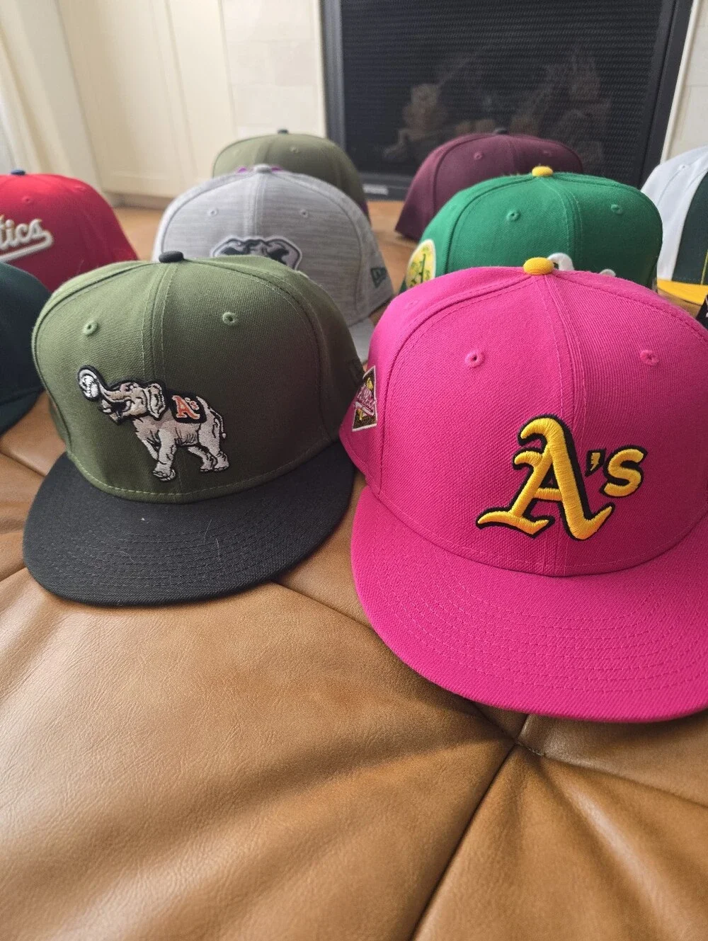 Lot of 10 New Era 5950 Oakland A's Hats. Size 8